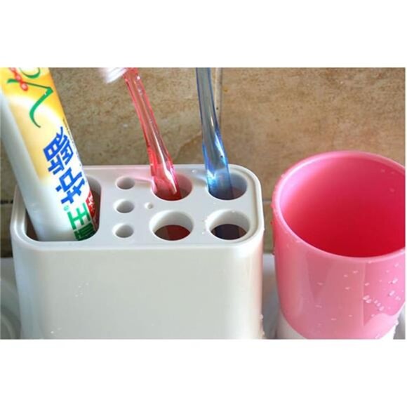 Toothbrush Toothpaste Holder Bathroom Organizer Plastic Storage Rack Set for Hom - Picture 4 of 7